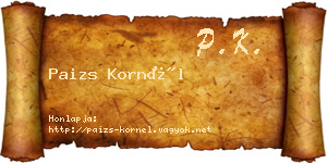 Paizs Kornél névjegykártya